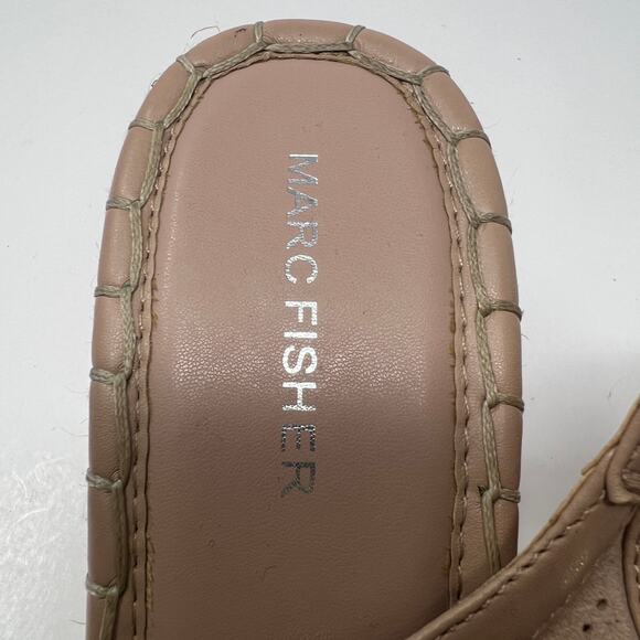 Marc Fisher Perforated Suede Women's Open Toe Pink Espadrille Wedges Size 10 - Picture 11 of 11